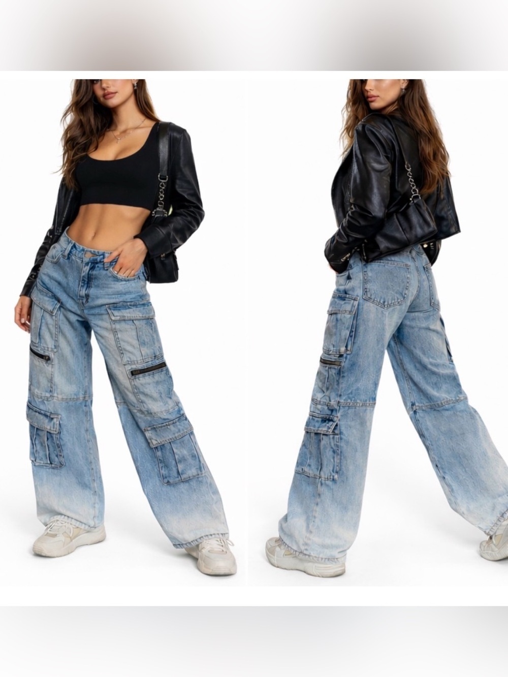 Alice + Olivia Cay Cargo Jeans Sz25 - Picture 2 of 9